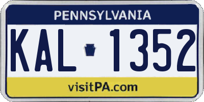 PA license plate KAL1352