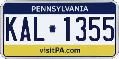 PA license plate KAL1355
