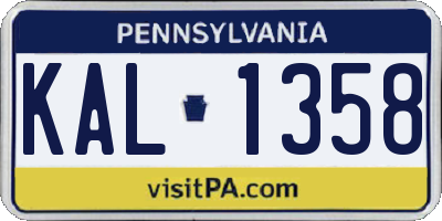 PA license plate KAL1358