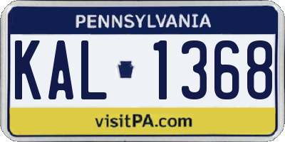 PA license plate KAL1368