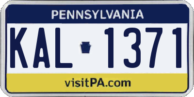 PA license plate KAL1371