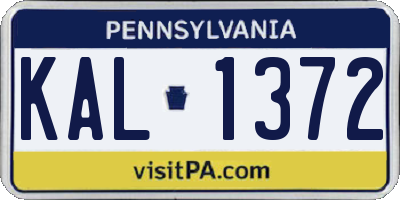 PA license plate KAL1372
