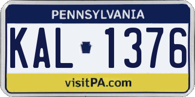 PA license plate KAL1376