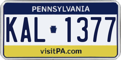PA license plate KAL1377