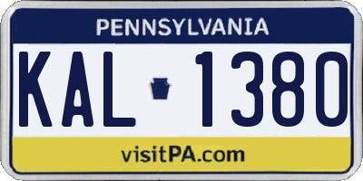 PA license plate KAL1380