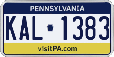 PA license plate KAL1383
