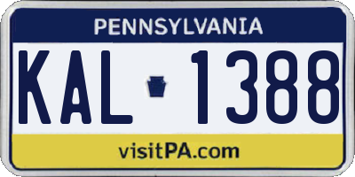 PA license plate KAL1388