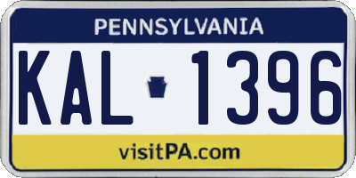 PA license plate KAL1396