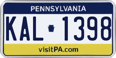 PA license plate KAL1398