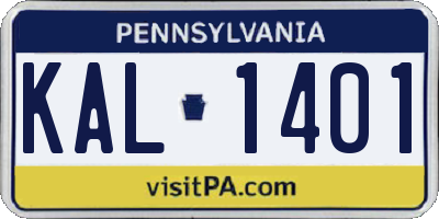 PA license plate KAL1401