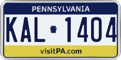 PA license plate KAL1404