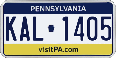PA license plate KAL1405