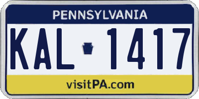 PA license plate KAL1417