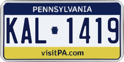 PA license plate KAL1419