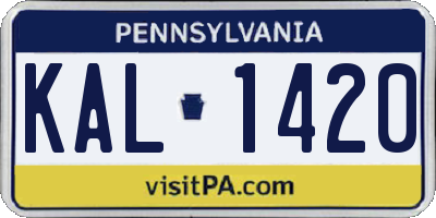 PA license plate KAL1420
