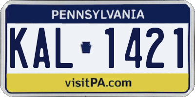 PA license plate KAL1421