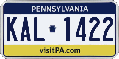 PA license plate KAL1422