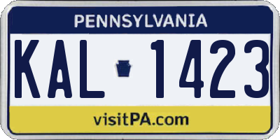 PA license plate KAL1423