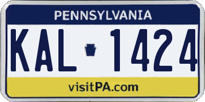 PA license plate KAL1424