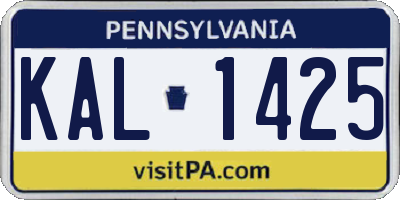PA license plate KAL1425