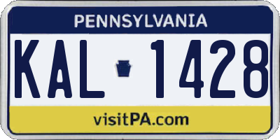 PA license plate KAL1428