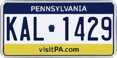 PA license plate KAL1429