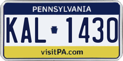 PA license plate KAL1430