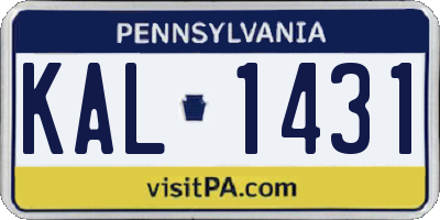 PA license plate KAL1431