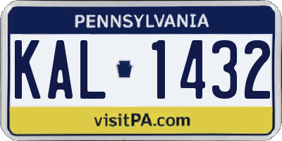 PA license plate KAL1432