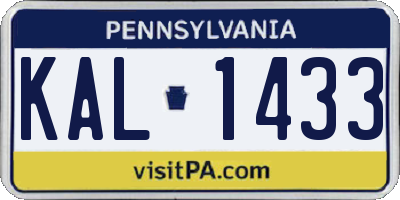 PA license plate KAL1433