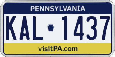 PA license plate KAL1437