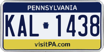 PA license plate KAL1438