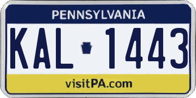 PA license plate KAL1443