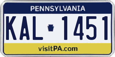 PA license plate KAL1451