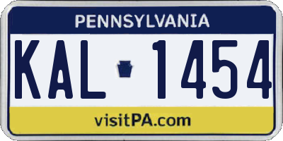 PA license plate KAL1454