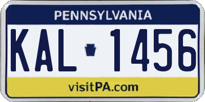 PA license plate KAL1456