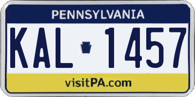 PA license plate KAL1457