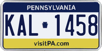 PA license plate KAL1458