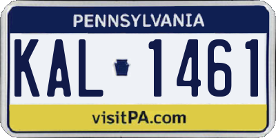 PA license plate KAL1461