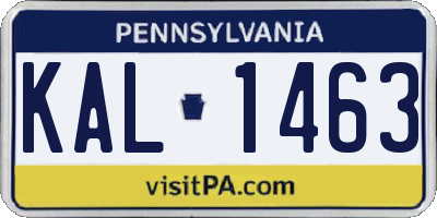 PA license plate KAL1463