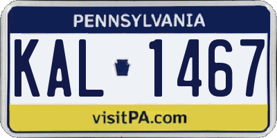 PA license plate KAL1467