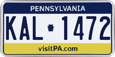 PA license plate KAL1472