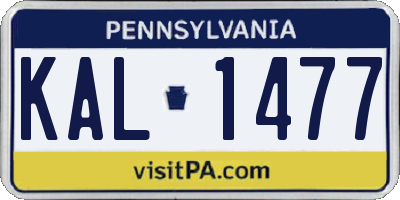 PA license plate KAL1477