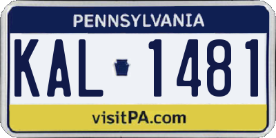 PA license plate KAL1481