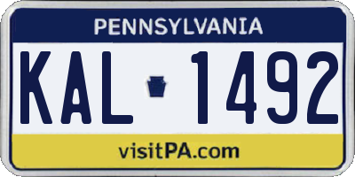 PA license plate KAL1492