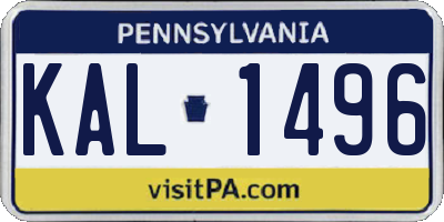 PA license plate KAL1496