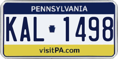 PA license plate KAL1498