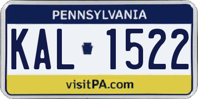 PA license plate KAL1522