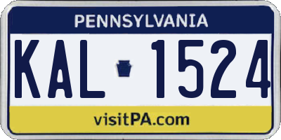 PA license plate KAL1524