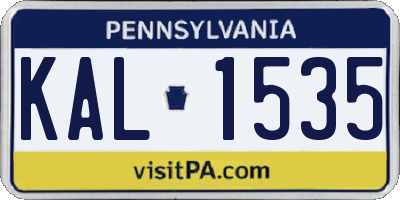PA license plate KAL1535
